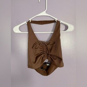 H&M Chocolate Brown Ruched Tank Top